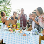Funnymoom 452 Pcs Blue Gingham Party Supplies for 50 Guests Include White and Blue Checkered Paper Plates Napkins Cups Tablecloth Cutlery Straws for Birthday Baby Shower Wedding Party Decorations - Image 6