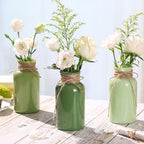 Vintage Glass Flower Vase Set of 6, Farmhouse Mason Jars for Centerpieces – 3 Green Shades (Light/Sage/Olive) for Wedding, Party, Table Decor & Home Decor Bulk - Image 5