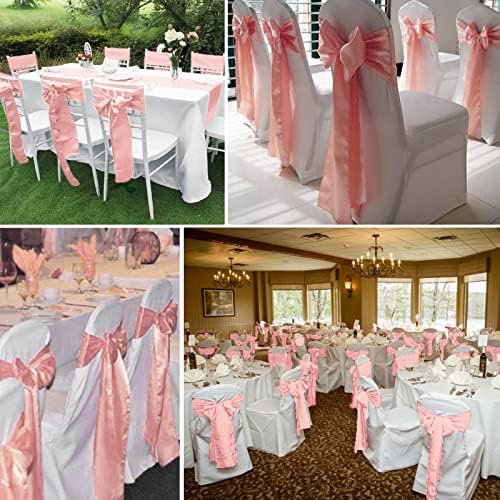 fani Rose Gold Satin Chair Straps Bows,120 PCS 7x108 Inch,Chair Sash - Image 5