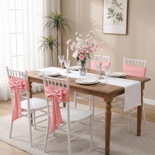 10 Pcs Pink Chair Sashes, 13.7 ×15 inch Pink Bows Chair Bows Sashes Elastic - Image 6
