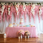 2-Pack Pink 2-in-1 Tulle Tablecloth for 6-Foot Rectangular Table - Image 5