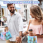 Sherr 25 Pcs Clear Holographic Small Gift Bag Iridescent Reusable PVC Plastic Gift Wrap Tote Bag for Shopping Wedding Birthday Baby Shower Party Favor, 7.87" x 7.87" x 3.15" - Image 4