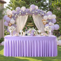 Purple Table Cloth for 6 Foot Rectangle Tables Fitted Stretch Spandex Table Cover with Skirt 6ft Baby Shower Birthday Party Banquet Ruffle Lilac Lavender Tablecloth Wedding Table Cloths Desk Skirt by LittleFunny