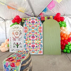 Sensfun Mexican Fiesta Arch Backdrop Cover Cinco De Mayo Wedding Baby Shower Decorations,2-Sided Colorful Mexican Otomi Flowers Backdrop Arch Covers for Mexico Talavera Birthday Party Decor 4.6x7.2ft - Image 3