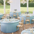 GALLETY 6 Pack Baby Blue Round Tablecloths for 6FT Tables, 132" Fitted Round Tablecloth with Skirt, Wrinkle Free Spandex Table Cloth, Stretch Covers for Baby Shower, Wedding Venue & Vendor Display - Image 5