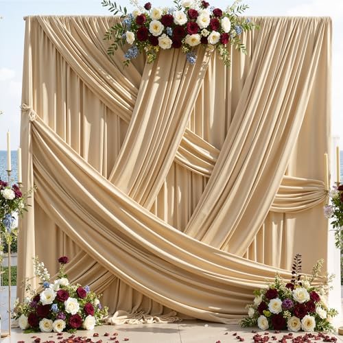 10x12 ft Champagne Backdrop Curtains for Weddings, Birthdays and Photos - Image 6