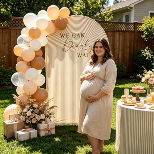 We Can Bearly Wait Brown Arch Cover for Baby Shower Party Decor,Elastic Spandex (G2361X,3.3x6.6ft (100x200cm)) - Image 2