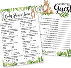 25 Woodland Who Knows Mommy Best, Baby Prediction And Advice Cards, 25 Word Scramble For Baby Shower, True Or False, 25 Trivia Baby Shower Game, Find The Guest - 6 Double Sided Cards Baby Shower Ideas - Image 5