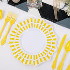COLOSUS 150PCS White Yellow Plastic Plates, Party Plates and Silverware set - Image 3