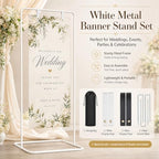 Wedding Welcome Sign Stand, 31.5 x 68.9 in White Metal Easel Stand - Image 2