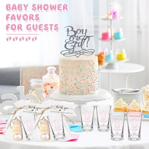 Vesici 20 Set Elephant Girl Baby Shower Favors for Guests Acrylic Shot Glasses Gold Bottle Opener Keychains Thank You Tags and Bags for Baby Shower Party Gender Reveal Party Guests Return Gift - Image 6