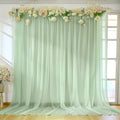 10ft x 10ft Sage Green Backdrop Curtains, Wrinkle-Free Sheer Chiffon Fabric Backdrop Drapes for Wedding Arch Party Ceremony Stage Photo Decoration by WishCare