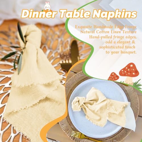 Showgeous 30 Pack Beige Cloth Napkins with Fringe, 16x16 inch 100% Cotton - Image 7