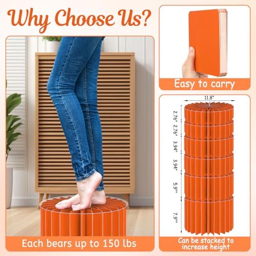 6Pcs Buffet Risers, Food Risers for Table, Foldable Cake Display Stands, Tall Cardboard Cupcakes Stand for Show Catering Desserts Jewelry Wedding Birthday Party Decoration (Orange) - Image 3