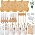 Baby Shower Prizes for Game Winners Bear Shaped Cheese Board Gift with Spoons Butter Spreaders Gift Bags Kitchen Towels Bridal Shower Party Favors for Guests (Bear Shaped, 4 Sets) by WishFond