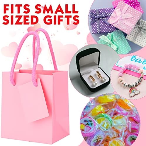 Zhehao 50 Pack Mini Gift Bags Bulk with Handles and Tags,Pink - Image 5