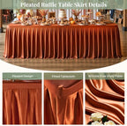 6 Packs Terracotta Satin Tablecloths Rectangle 6FT, Glitter Spandex Fitted Stretch Table Covers Wrinkle-Free Floor Length Shimmer Table Skirt for Weddings Parties Baby Shower Banquets Vendor Events - Image 2