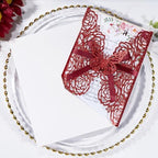 Burgundy Wedding Invitation Laser Cut Invitation Sleeve Personalized Cards - Image 3