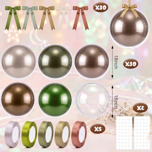 TaoBary 30 Set Sage Green Brown Boho Large Ceiling Hanging Latex Balloons Bulk 22/18'' Ceiling Decor Bobo Balloons with Satin Bows, Ribbons for Hunting Woodland Birthday Party Wedding Decoration - Image 4