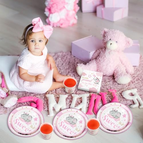 Dandat 350 Pcs Baby Shower Set, Elephant, Pink - Image 6