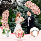 Tigeen 24 Bundles Peonies Artificial Flowers Faux Roses, Pink - Image 3