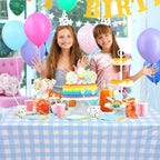 Kesfey 12 Packs Light Blue Gingham Tablecloth Pale Blue and White Checkered Tablecloths 54 x 108 Inch Disposable Plastic Gingham Tablecovers Waterproof Rectangle Picnic Table Cover for Birthday Party - Image 6