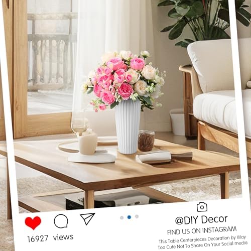 Geosar 8 Bundles Artificial Peonies Flowers,Pink, Champagne - Image 4