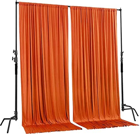 AK TRADING CO. 10 feet x 8 feet Polyester Backdrop Drapes Curtains Panels with Rod Pockets - Wedding Ceremony Party Home Window Decorations - Orange (DRAPE5X8-ORANGE) (Pack of 2) - Image 4
