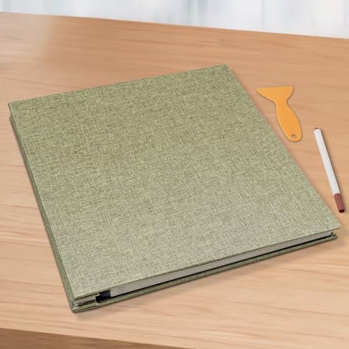 Large Photo Album Scrapbook – Holds 4x6, 8x10 Pictures – Self-Adhesive Pages for Baby, Wedding, Travel & Family Memories | Includes Metallic Pen & Scraper/Light Matcha Large DIY Memory Book for Gifts - Image 6