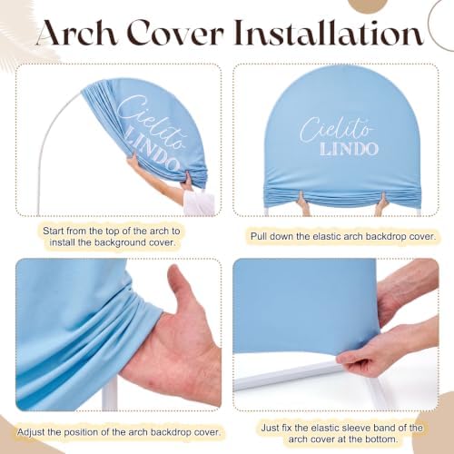 Mindsoft 2 Pcs Arch Backdrop Cover 6ft and 7.2ft Spandex Stand Cover for Baby Shower Birthday Wedding Bridal Shower Party Decorations (Blue and Brown,Cielito Lindo) - Image 7