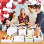 7 Pcs Acrylic Buffet Risers Set – Square Display Stands 6.8" to 12", Clear Cube Boxes for Cakes, Desserts, Jewelry & Party Decor, Hollow-Bottom Storage & Display Riser, Stackable Nestable Design (White) - Image 6