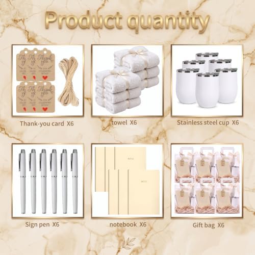 6 sets Baby Shower Prizes for Game Winners Baby Shower Favors Gifts including 12 oz Coffee Cups Notebooks Towels Pens Thank You Cards Raffia Gift Bags - Image 6