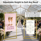 Wedding Welcome Sign Stand, Adjustable Linen Welcome to Our Wedding Sign Holder, Elegant Welcome Sign Easel with Hanging Straps for Seating Chart, Banner, Ceremony Decor (Gold, 54"-69") - Image 3
