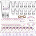 Funnymoom 50 Sets Butterfly Baby Shower Favors for Guests Souvenir A Little Butterfly is on The Way Acrylic Clear Shot Glasses Thank You Tags with Organza Bags Spring Party Decorations by Funnymoom