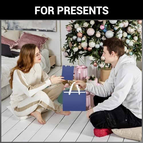 EUSOAR Royal Blue Gift Bags, 50 Pack 8.6x3.9x7 inches Small Kraft Paper Bags with Handles, Heavy Duty Bags for Wedding, Grocery, Boutique, Retail, Business, Party Favors, Baby Showers, Birthdays - Image 6