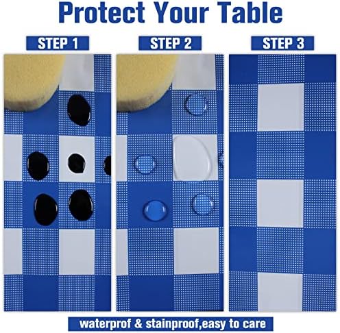 Kesfey Blue Gingham Tablecloth Picnic Party Checkered Table Cover 12 Packs - Image 4