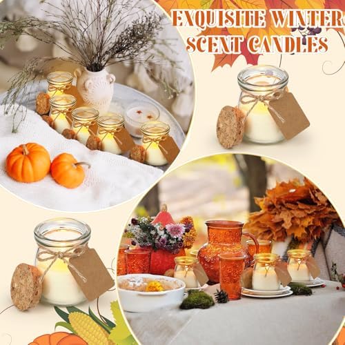 MTLEE 24 Pcs Fall Jar Candles Holiday Candle Gifts Natural Wax Jar with DIY Tag Cards Gift for Halloween Party Favor Home Supply Decor, Scents of Fall Wreath/Pumpkin/Apple/Comfort - Image 4