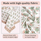 Ridhi Mughal Buta Peach Hand Block Print Cotton Tablecloth 60 x 60 Inch - Image 6