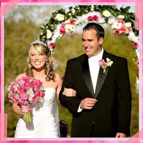 Tigeen 12 Bundles Peonies Artificial Flowers Faux Roses, Rose Pink - Image 5