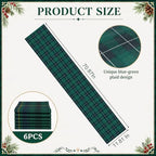 6 PCS 70.87 x 11.81nchs Tartan Plaid Bear Baby Shower Table Runner Green and Blue Tartan Plaid Table Runner for Baby Shower Theme Party Vintage Party Supply Dining Room Home Kitchen Decorations - Image 2