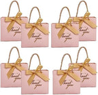 TKSBAG 50Pack Small Thank You Gift Bags With Handles-5.5''x 2.3''x4.7'' Mini Pink Gift Bags Bulk for Baby Shower, Birthday, Wedding, Party Favors, Mother's Day by TKSBAG