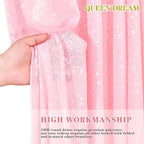 Backdrop Curtain Sequin Fabric 6 Pcs 2ftx8ft Pink Sequin Curtains Backdrop - Image 5