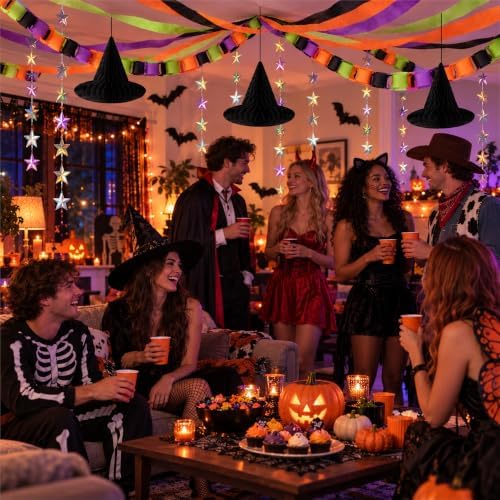 Halloween Decoration Paper Chain Garland, 500 Sheet Strips, Crepe Streamers - Image 6