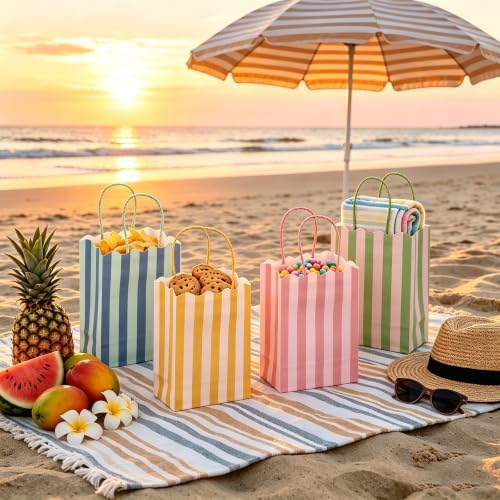 36 PCS Colorful Stripe Goodie Bags, Summer Party Gift Bags, 6 Colors - Image 5