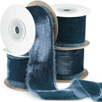Preboun 4 Rolls Christmas Velvet Ribbon 24 Yards,Teal,2 Inch by Preboun