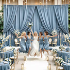 10x14ft Dusty Blue Backdrop Curtains for Wedding Party, 2 Panels 14 ft Long Back Drop Cloth, Wrinkle-Free Polyester Drapes for Birthday, Baby Shower, Stage Photography Background - Image 2