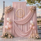 20ft x 15ft Dusty Pink Backdrop Curtains for Wedding Parties, 4 Panels Extra Long Wrinkle Free Fabric Drapes Photo Backdrop for Baby Shower Birthday Stage Reception Lobby Decoration by CO-AVE