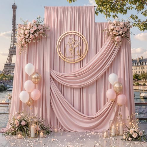 12ft x 10ft Dusty Pink Backdrop Curtains for Parties, Wrinkle Free 2 Panels Photo Backdrop Drapes Back Drop Cloth for Wedding Birthday Photography Background Decor - Image 7