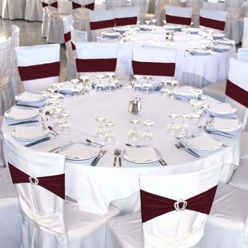 VitalCozy 50 Pcs Stretch Chair Sashes with Crown, Burgundy - Image 6