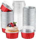 200 Pack Aluminum Cupcake Liners with Lids,Red,Plain by Gandeer